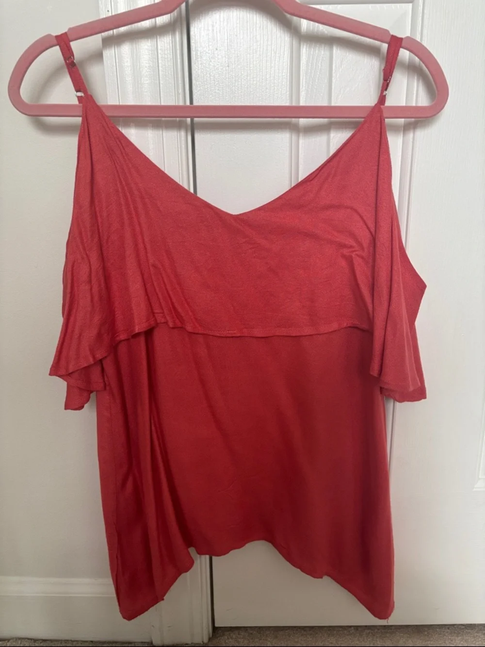Pink Cold-Shoulder Ruffle Top - Picture 2 of 6